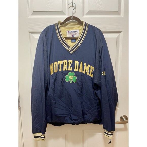 VTG Notre Dame Champion Pullover XL Blue Windbreaker College Football NCAA